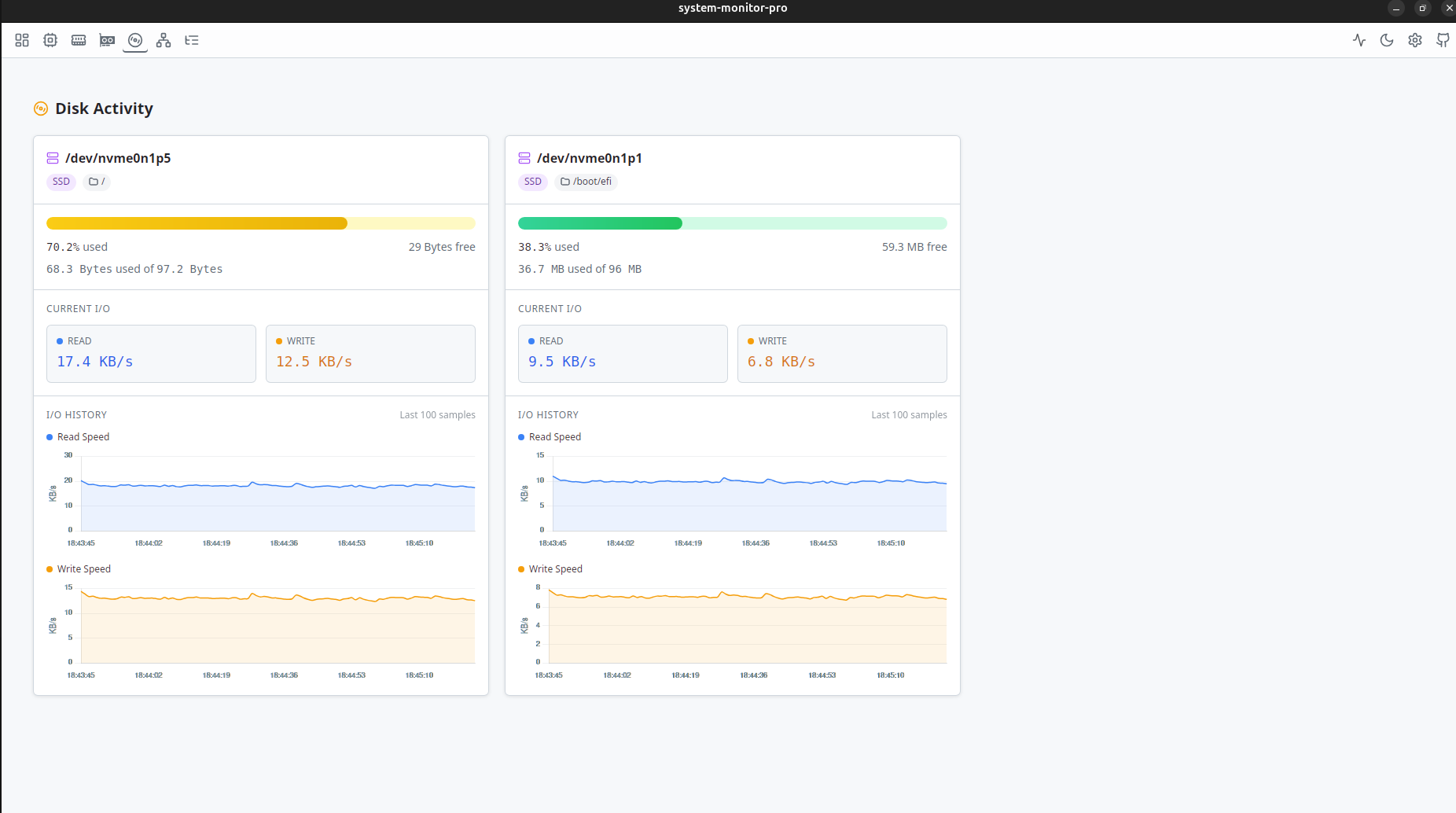 System Monitor Pro - Disk (Light Mode)
