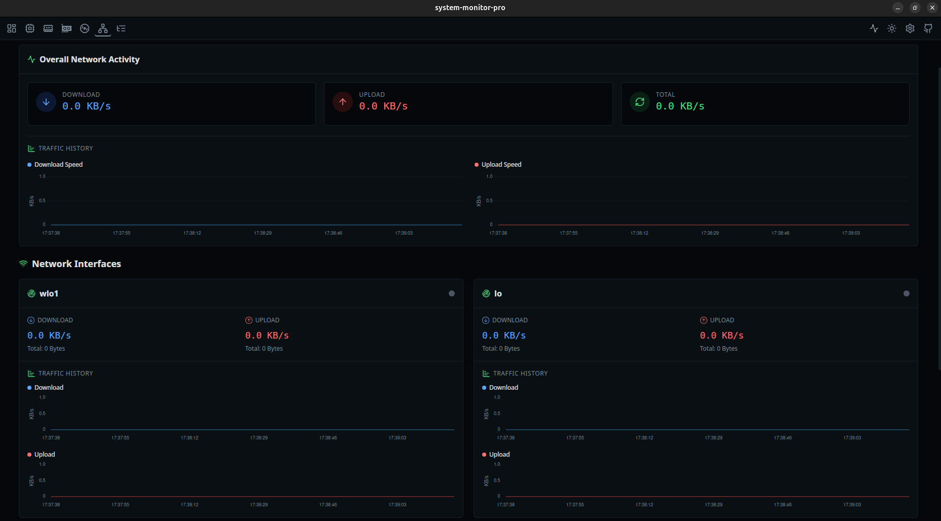 System Monitor Pro - Network (Dark Mode)